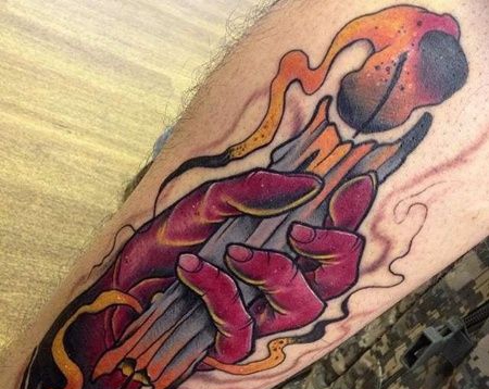 小腿外侧new school手与蜡烛