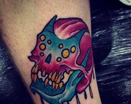 小腿外侧new school 骷髅