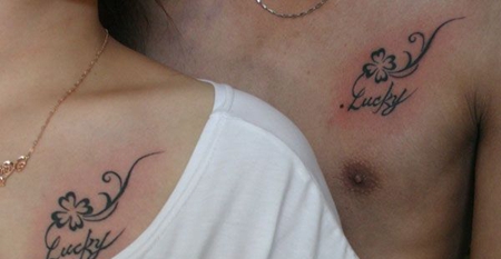 情侣四叶草纹身图案