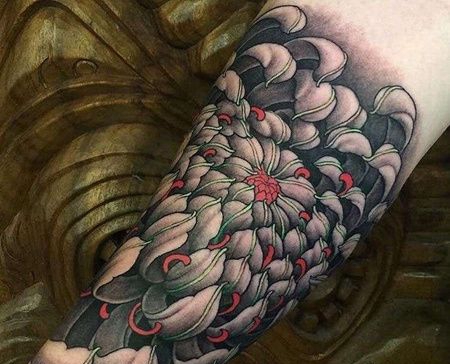 小臂包臂黑灰菊花