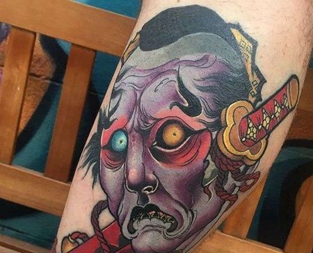 小腿外侧日式传统鬼怪