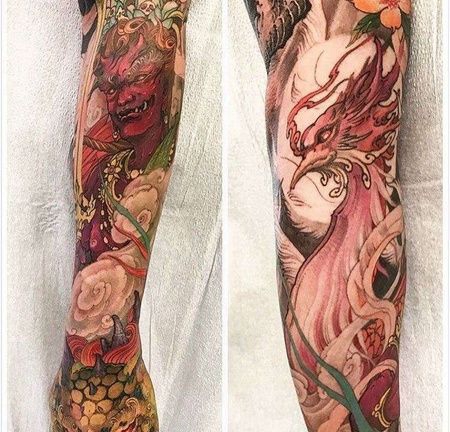 手臂包臂日式传统鬼怪与神兽