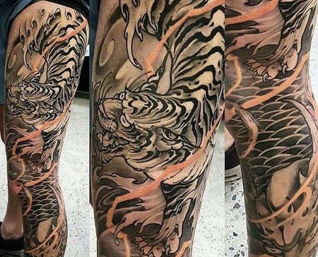 腿部包腿日式传统虎