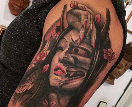 大臂外侧日式传统人物与鬼怪