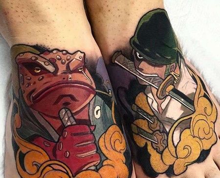 脚背日式传统蛙与人物