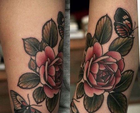 手臂内侧写实花朵