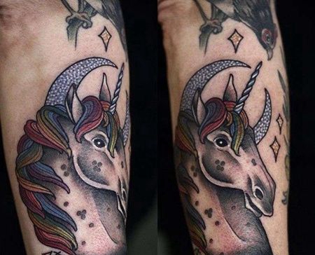 小臂外侧彩色独角兽