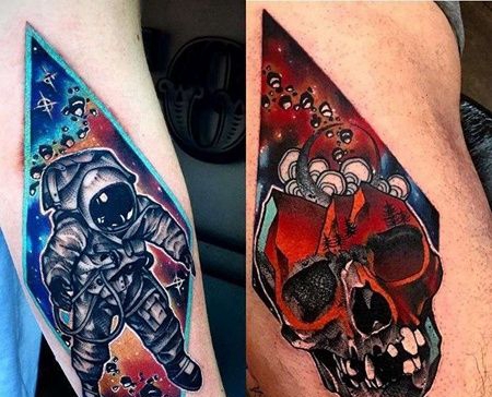 小臂外侧 new school飞行员与骷髅