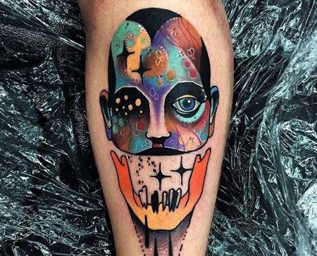 小腿外侧new school人物骷髅