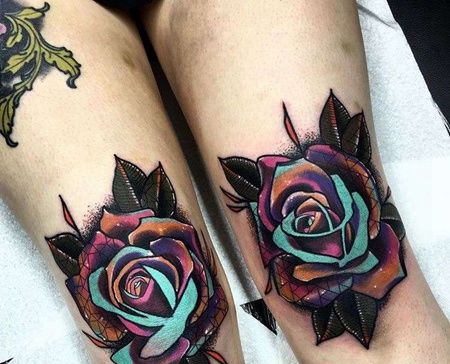 膝盖new school花朵