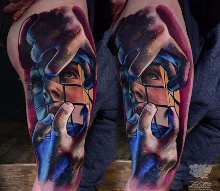 大腿外侧新传统人像与手