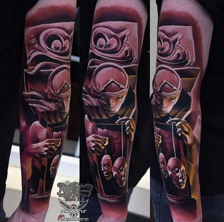 包臂新传统彩色人物