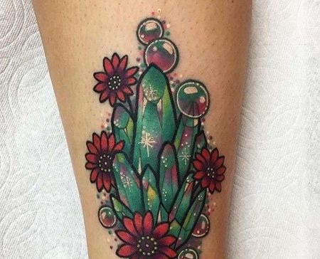 小腿外侧new school水晶与花朵