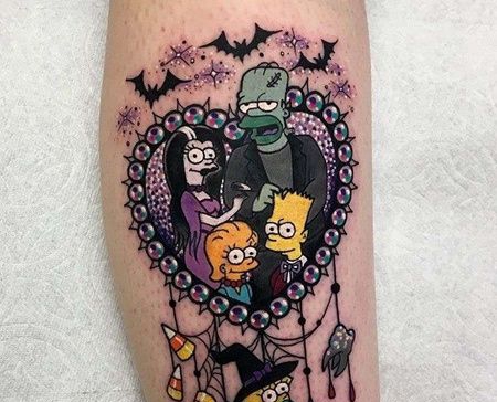 小臂内侧new school卡通辛普森一家