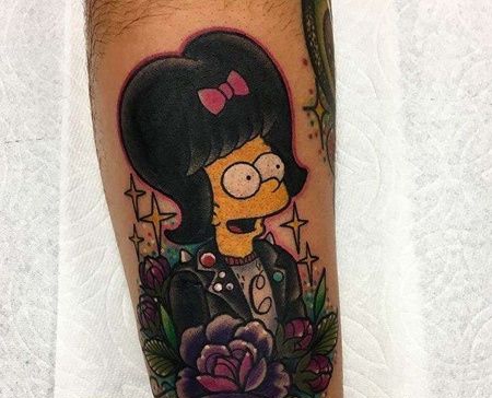 手臂外侧new school卡通辛普森