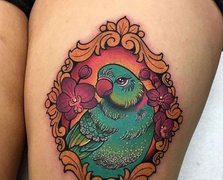 大腿前侧new school鹦鹉