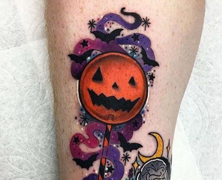 小腿外侧new school墓碑与魔鬼