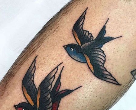 小腿外侧old school燕子