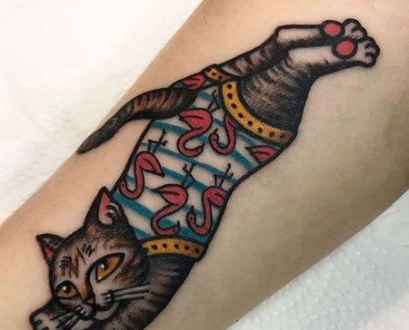 小臂内侧 old school猫