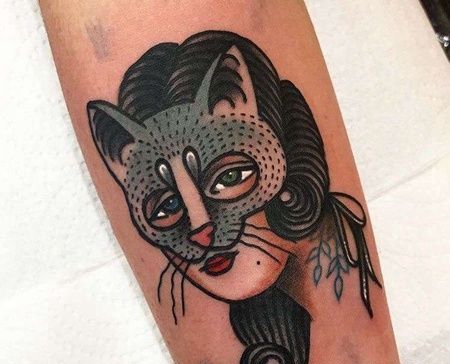 小臂内侧old school猫女