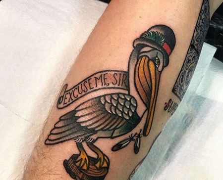 小腿外侧old school 鸟