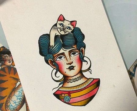 old school女人与猫