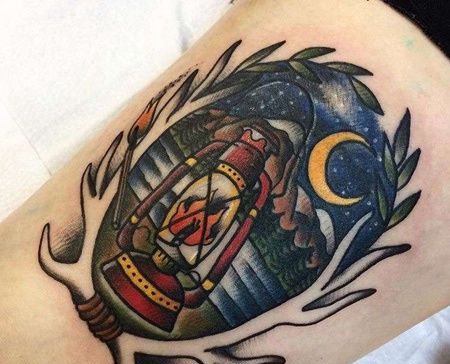 大腿前侧 old school月亮与灯