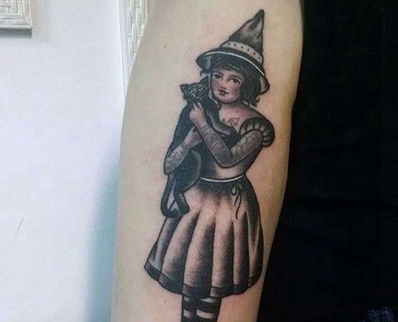 大臂前侧old school 女人与猫