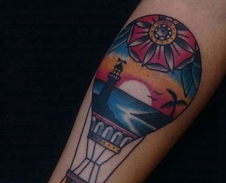 小臂内侧old school大海与热气球