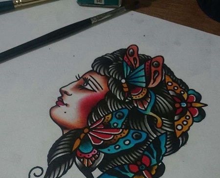 old school女人与蝴蝶