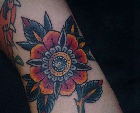 手臂内侧old school 花