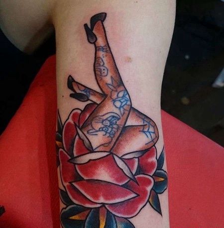 大臂内测old school 腿与花朵