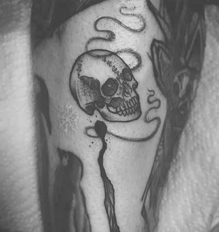 小腿后侧黑灰火柴与骷髅