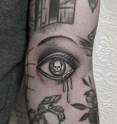 手臂内侧点刺创意眼睛