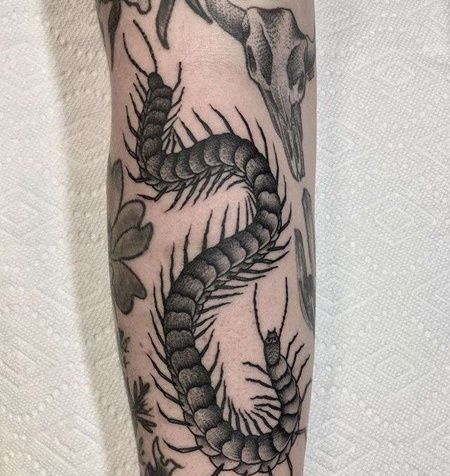 手臂内侧点刺蜈蚣