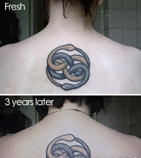 国外的纹身几年后的变化对比图