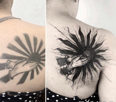 旧纹身修改的效果对比图