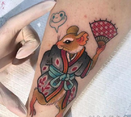 子鼠纹身：传统日式的老鼠纹身作品欣赏
