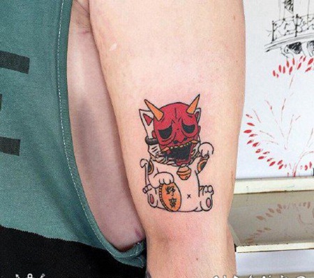 很可爱的小招财猫纹身图片
