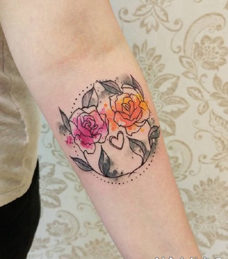 小清新漂亮的水彩色纹身图片