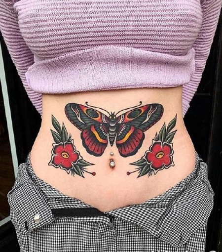 school风格的蝴蝶纹身赏析