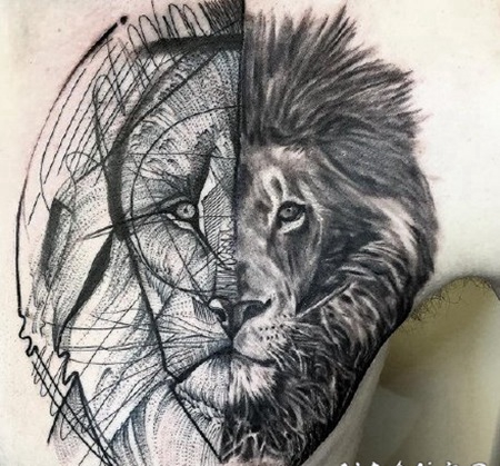 创意的线条设计黑灰纹身作品