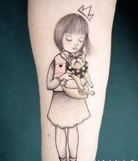 童真可爱的小女孩题材纹身图案