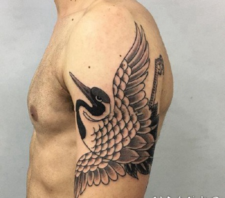 仙鹤纹身图案-日式老传统仙鹤纹身图片