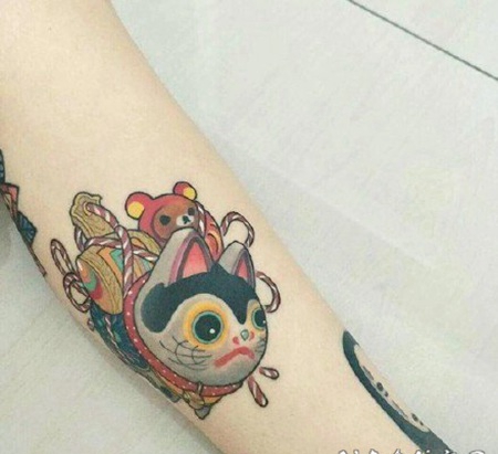 犬张子纹身 日式小狗犬张子的纹身作品图