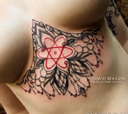 女性双乳肩胸下性感私密处纹身图案