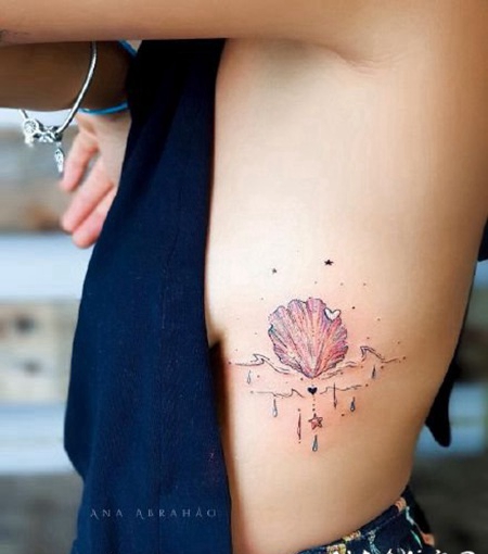 夏日小清新的贝壳纹身作品