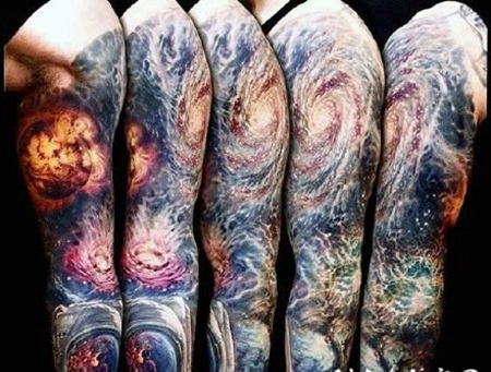 璀璨梦幻的9组花臂星空纹身作品