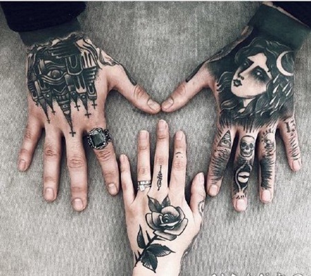 手背脚背的暗黑风纹身图片