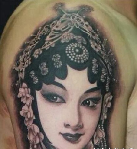 花旦刺青 精美的花旦纹身图案作品